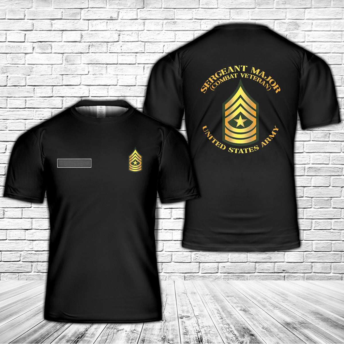 Custom Name US Army - Sergeant Major - SGM - Combat Veteran T-Shirt 3D
