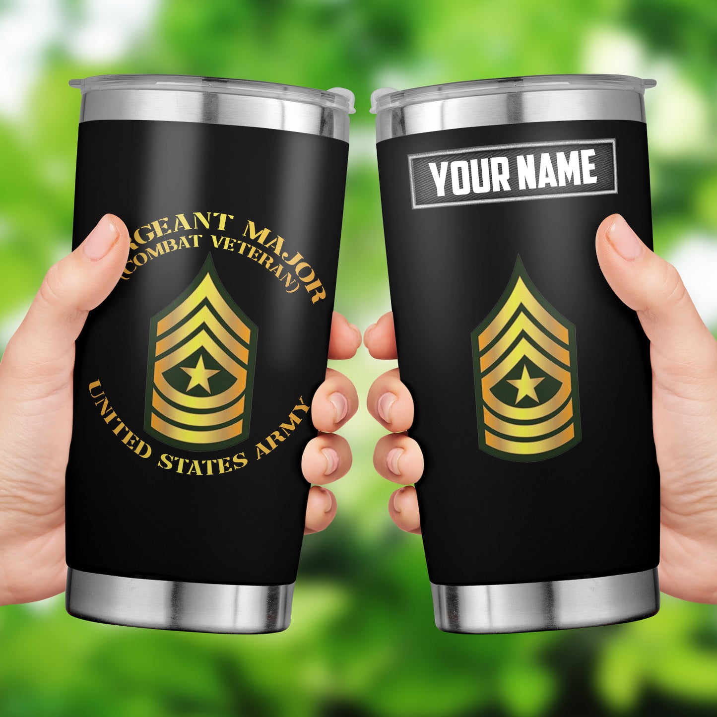 Custom Name US Army - Sergeant Major - SGM - Combat Veteran Tumbler 20oz