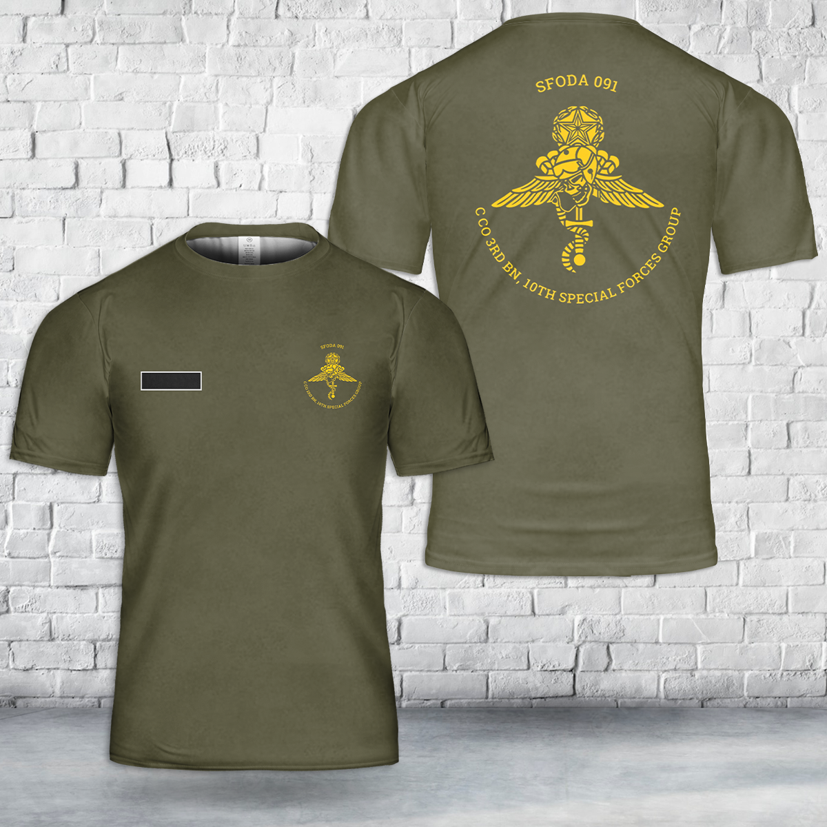 Custom Name US Army - Special Forces 10th SFG ODA 091 3rd Bn Charlie Co T-Shirt 3D