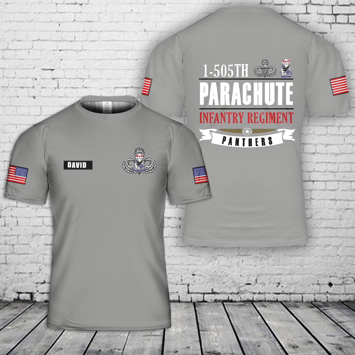 Custom Name US Army 1-505th PIR Parachute Infantry Regiment 82nd Airborne Division 3D T-Shirt