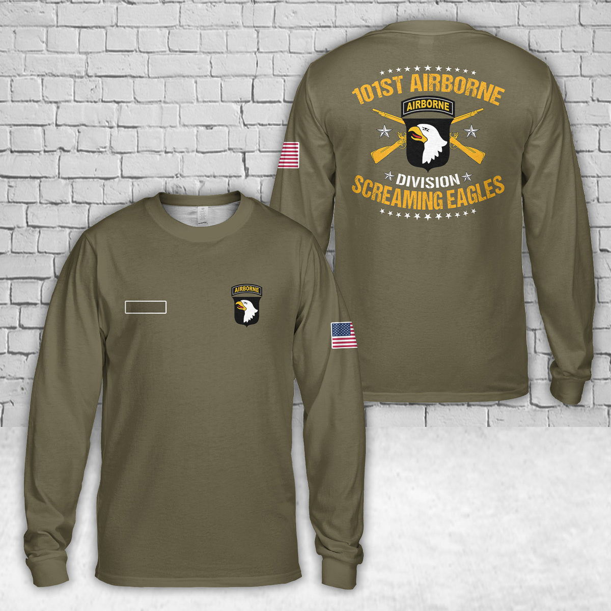 Custom Name US Army 101st Airborne Division AOP Long Sleeve Shirt