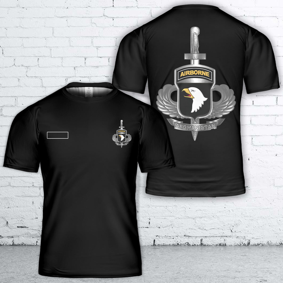 Custom Name US Army 101st Airborne Division Afghanistan Veteran T-Shirt 3D