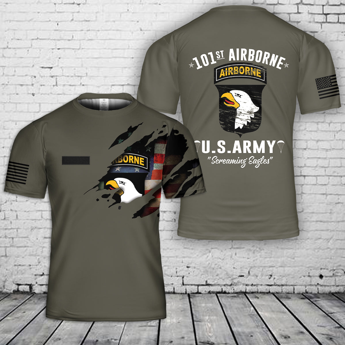 Custom Name US Army 101st Airborne Division T-Shirt 3D