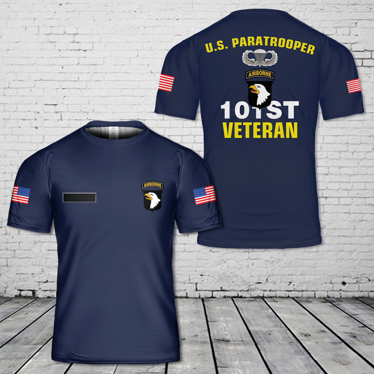 Custom Name US Army 101st Airborne Division Veteran Paratrooper T-Shirt 3D