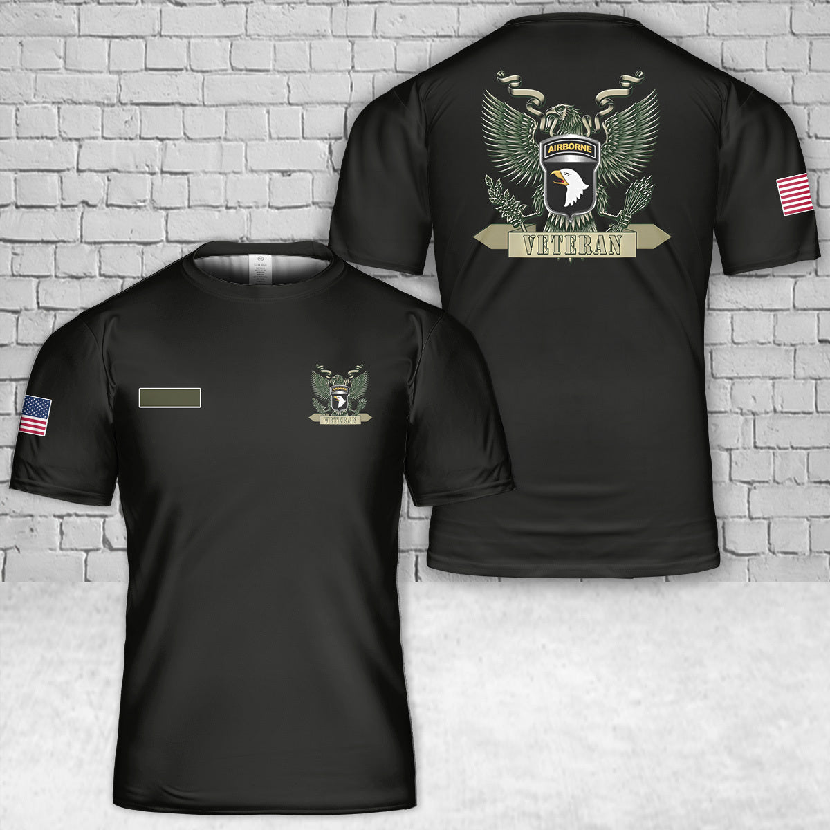 Custom Name US Army 101st Airborne Division Veteran T-Shirt 3D