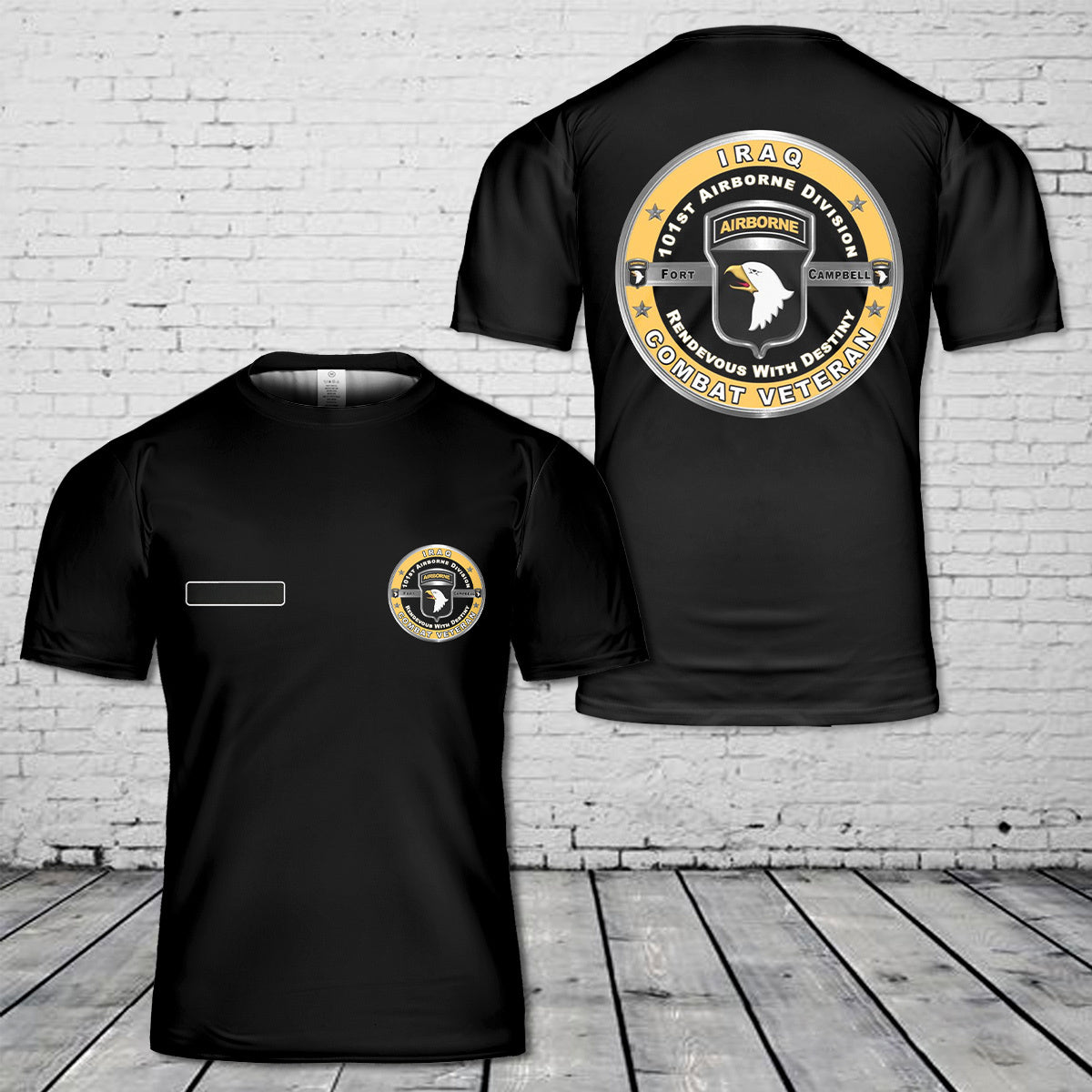 Custom Name US Army 101st Airborne Division “IRAQ Combat Veteran” T-Shirt 3D