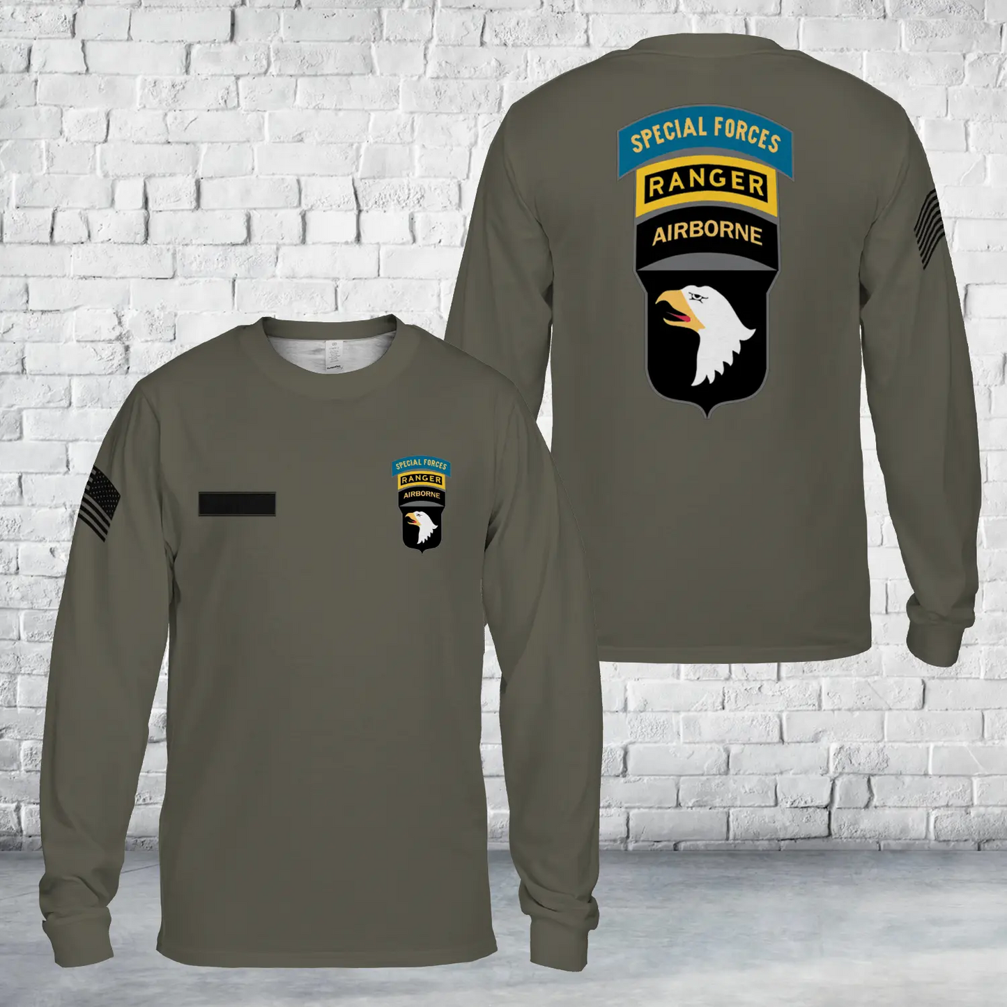 Custom Name US Army 101st Airborne Ranger Special Forces AOP Long Sleeve Shirt