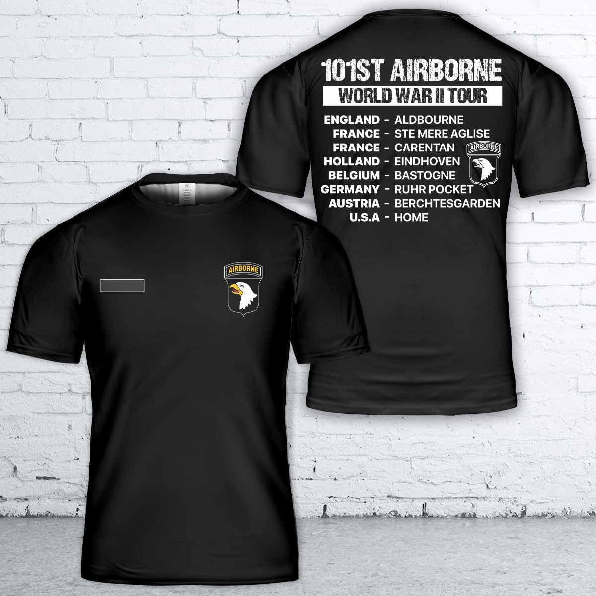 Custom Name US Army 101st Airborne Screaming Eagles World War II T-Shirt 3D