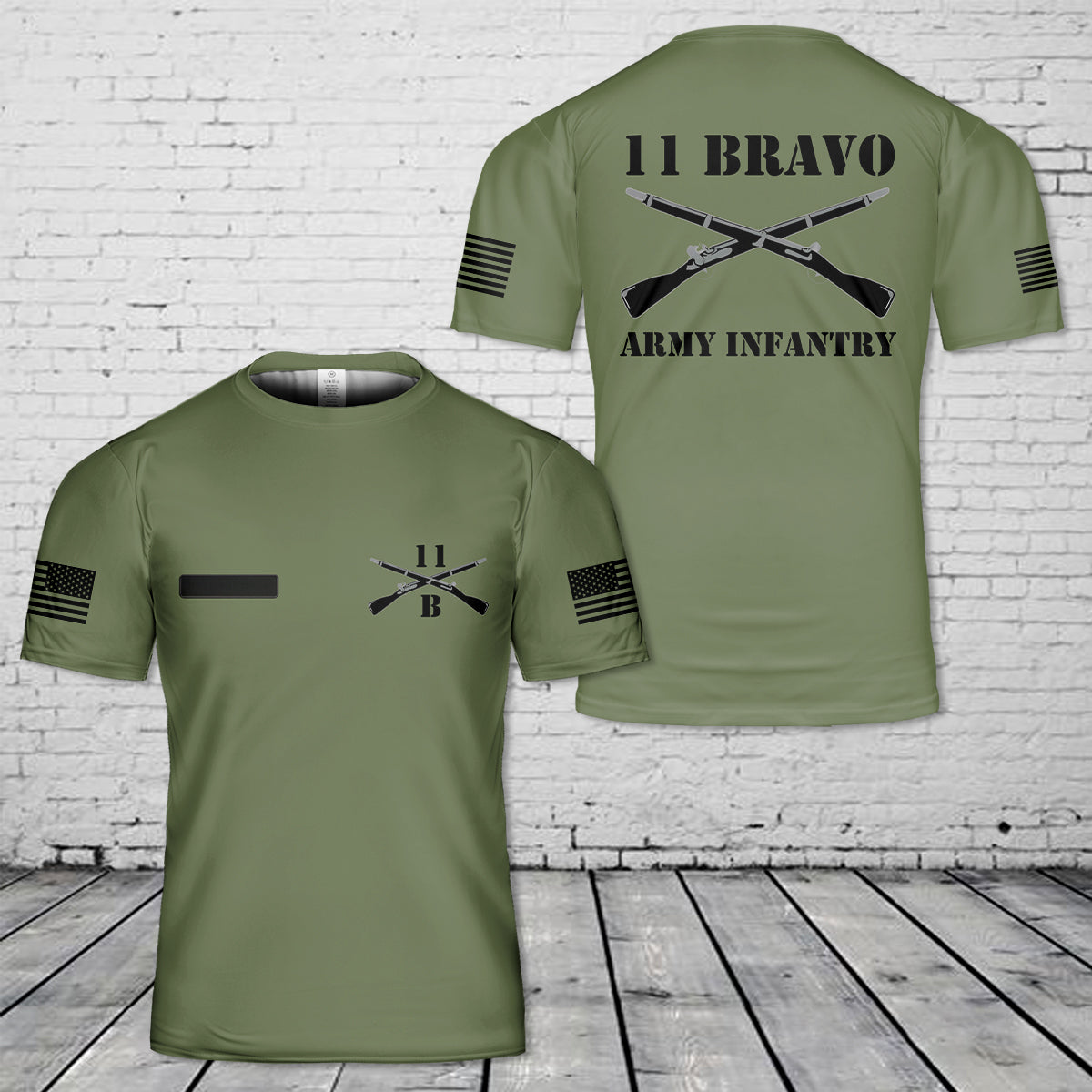 Custom Name US Army 11B - 11 Bravo Infantry T-Shirt 3D