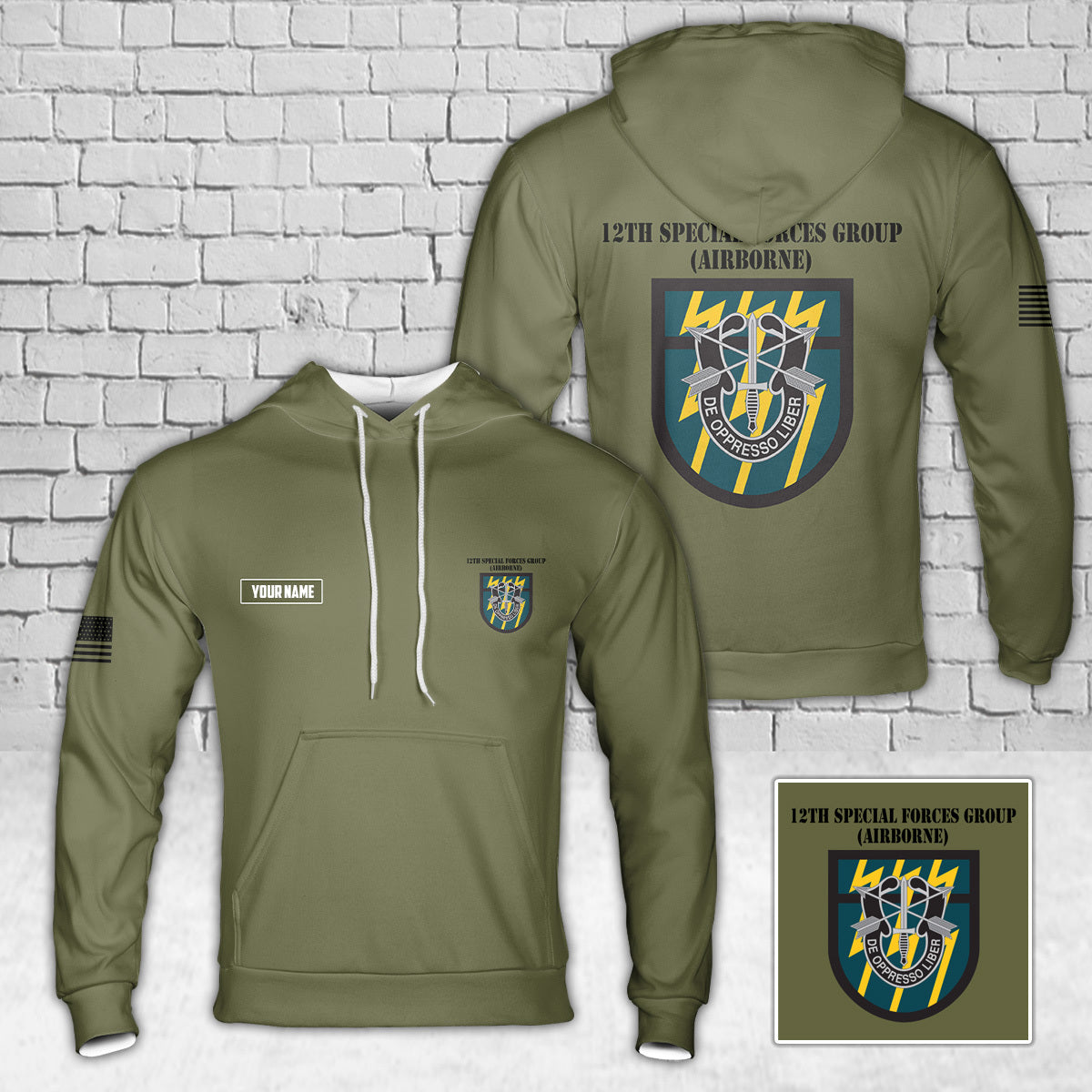 Custom Name US Army 12th Special Forces Group Hoodie 3D