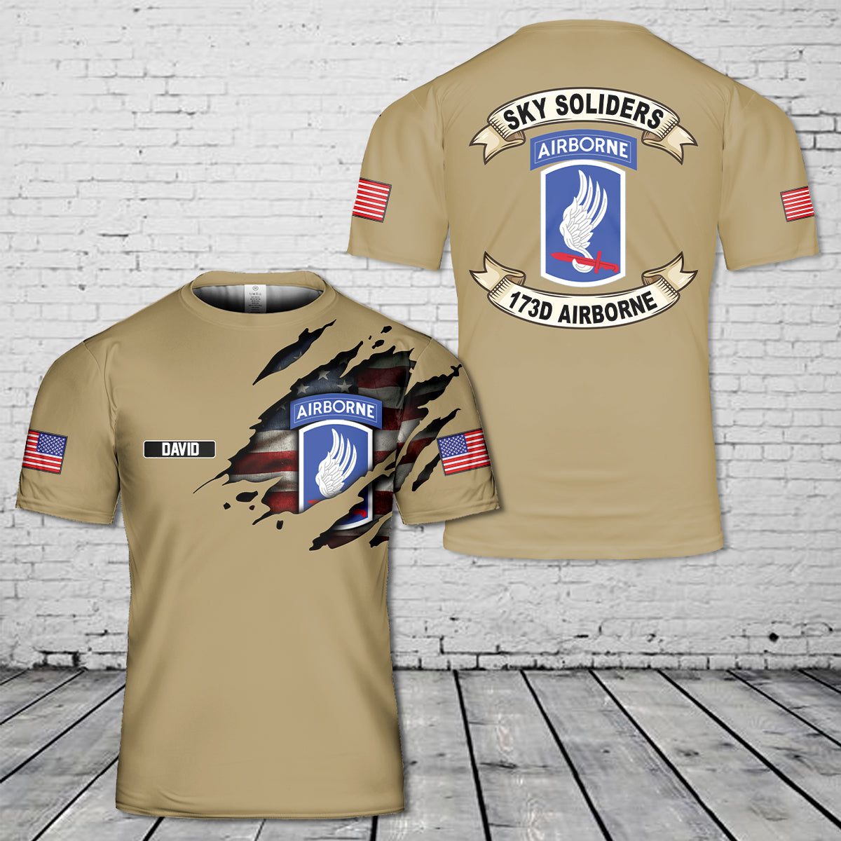 Custom Name US Army 173d Airborne Brigade 3D T-Shirt