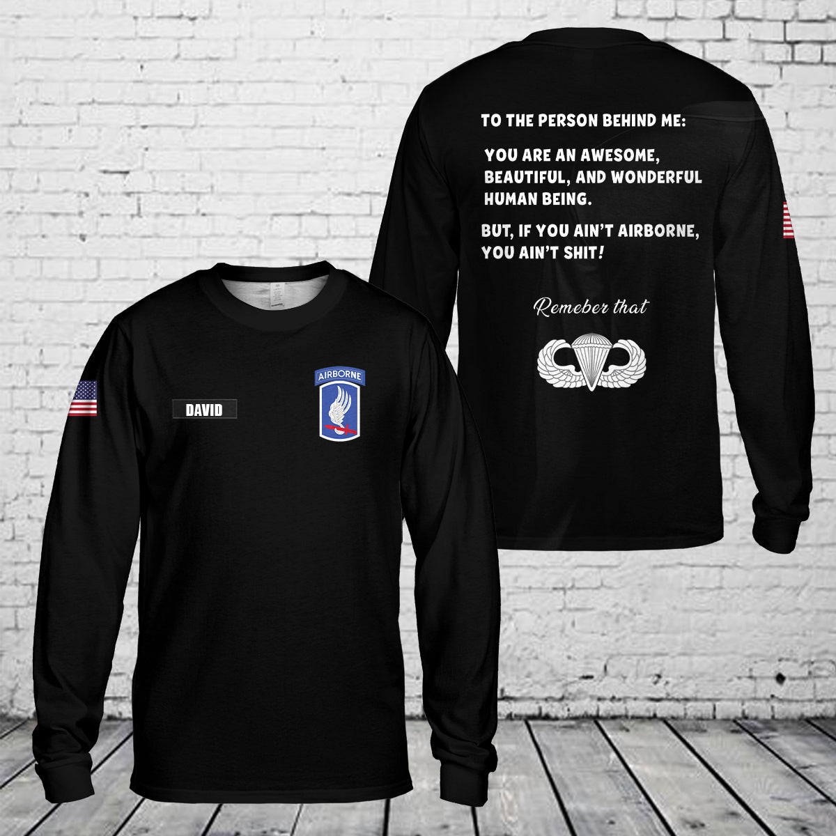 Custom Name US Army 173rd Airborne AOP Long Sleeve Shirt