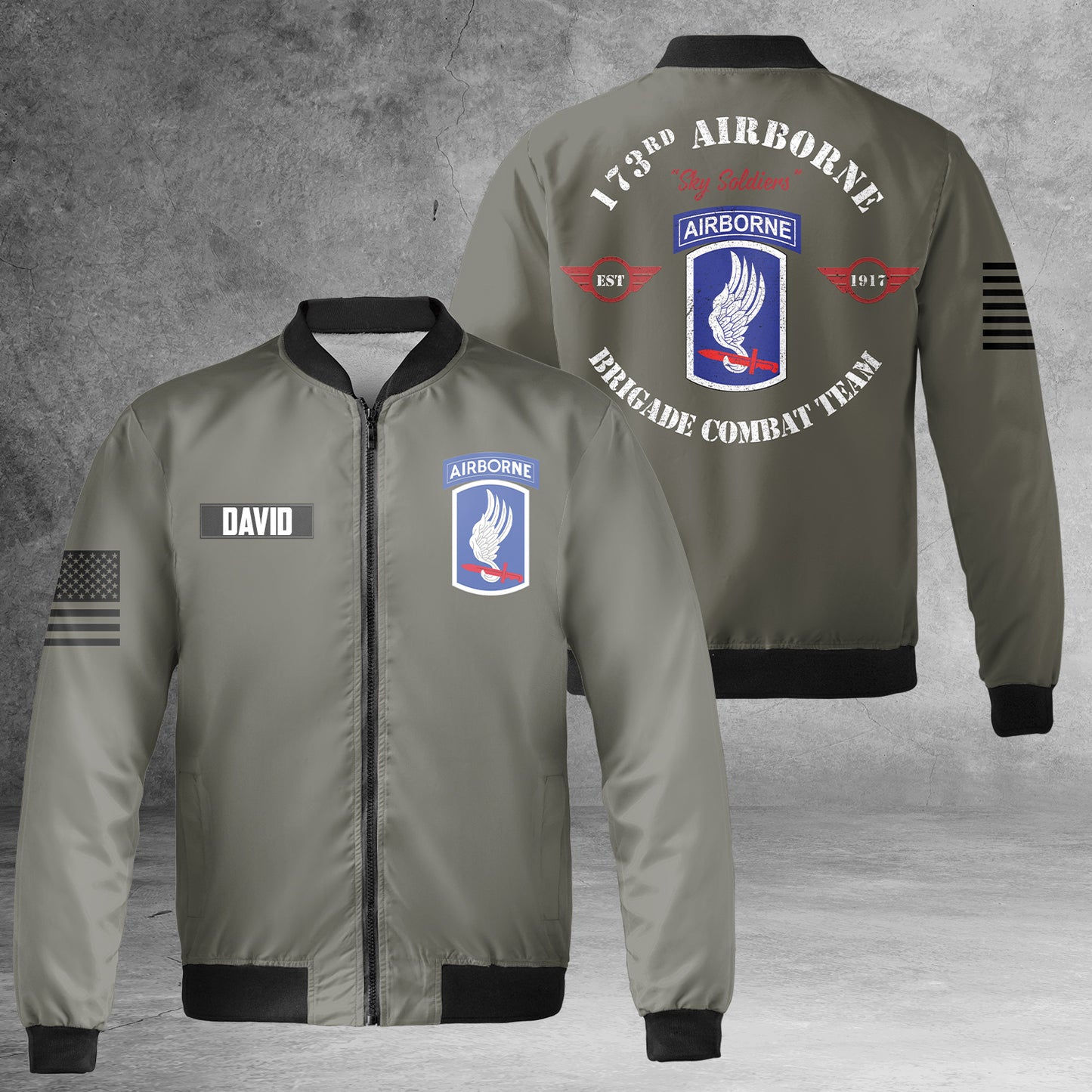 Custom Name US Army 173rd Airborne Brigade AOP Fleece Bomber Jacket