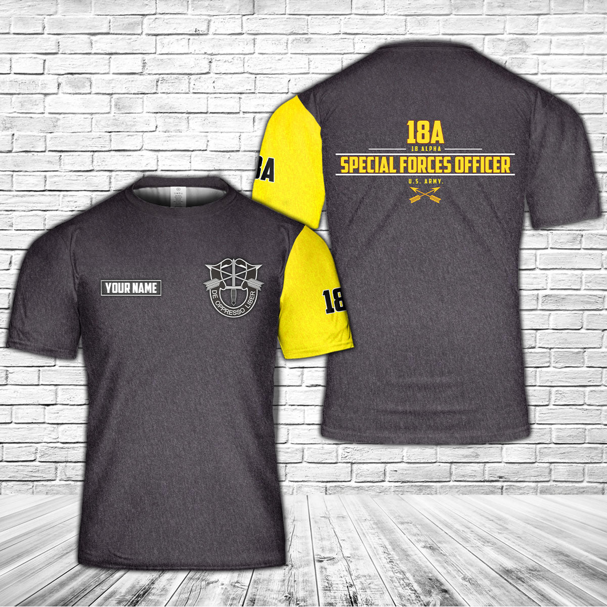 Custom Name US Army 18A Special Forces Officer T-Shirt 3D