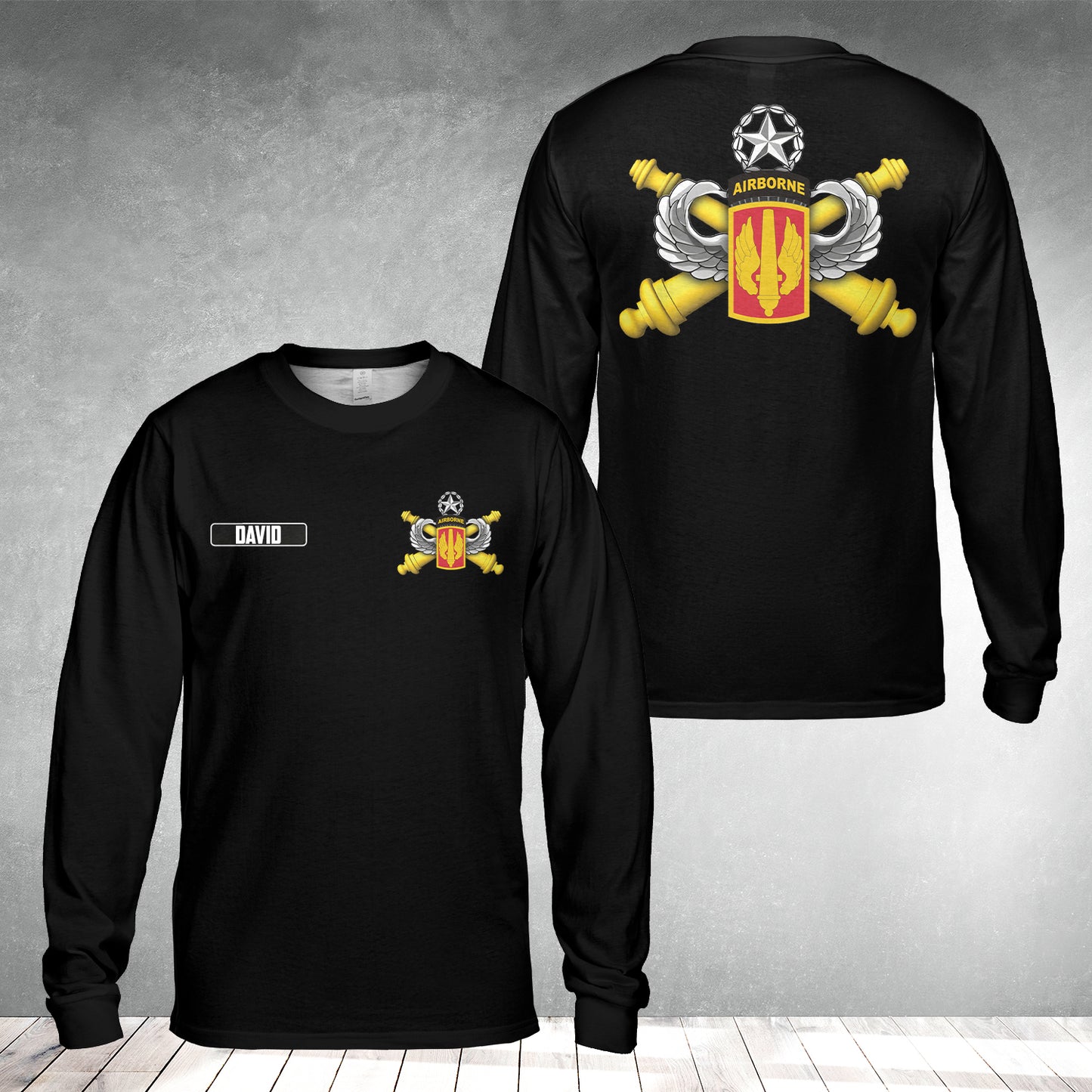 Custom Name US Army 18TH Field Artillery Brigade Ranger Airborne Master Parachutist Long Sleeve Shirt