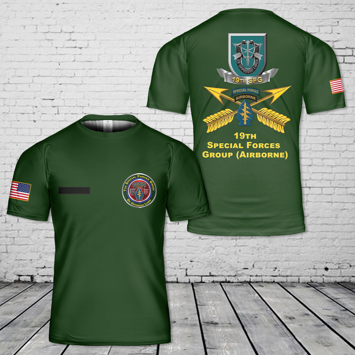 Custom Name US Army 19th Special Forces Group “Airborne” T-Shirt 3D