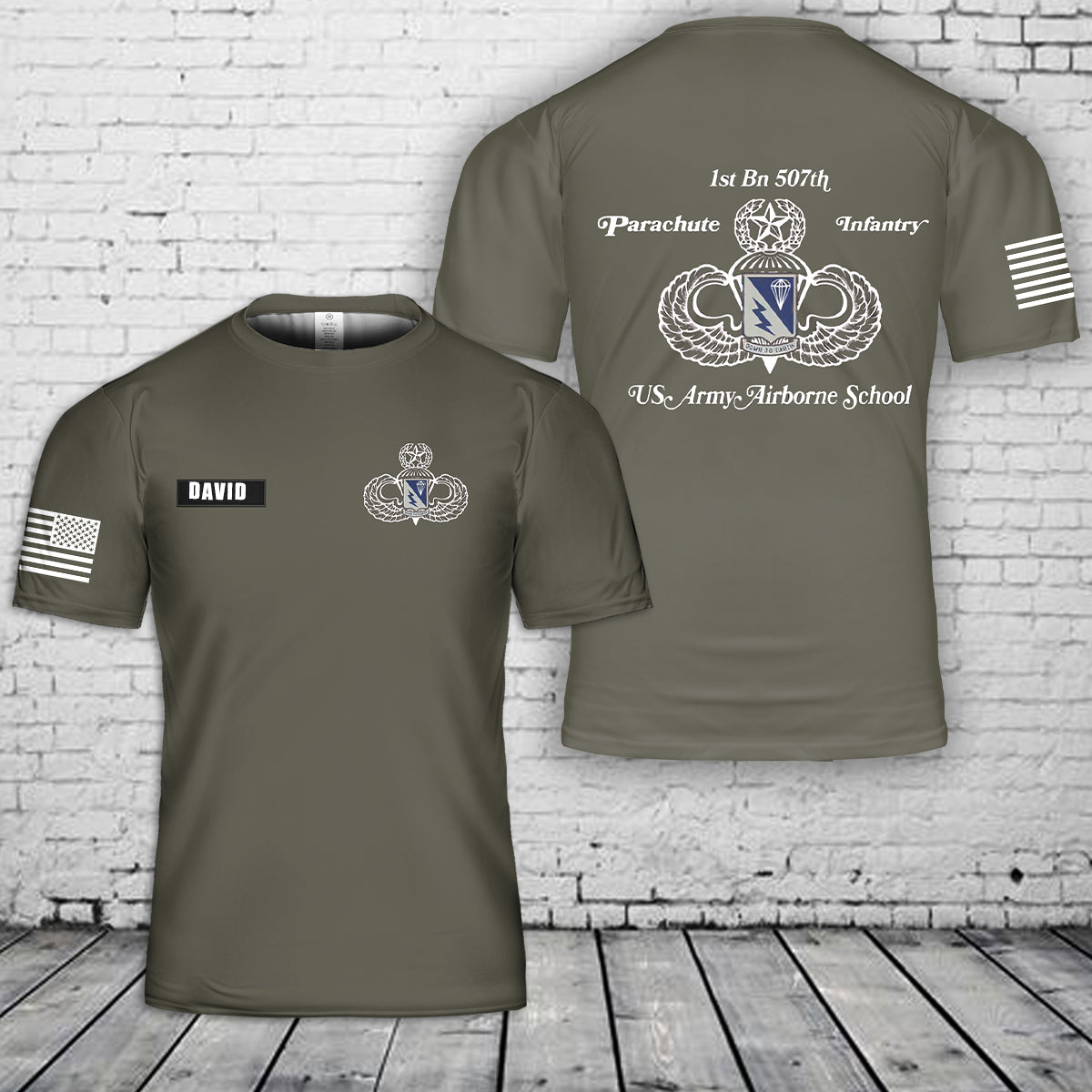 Custom Name US Army 1/507th Parachute Infantry Regiment Jump School T-Shirt 3D