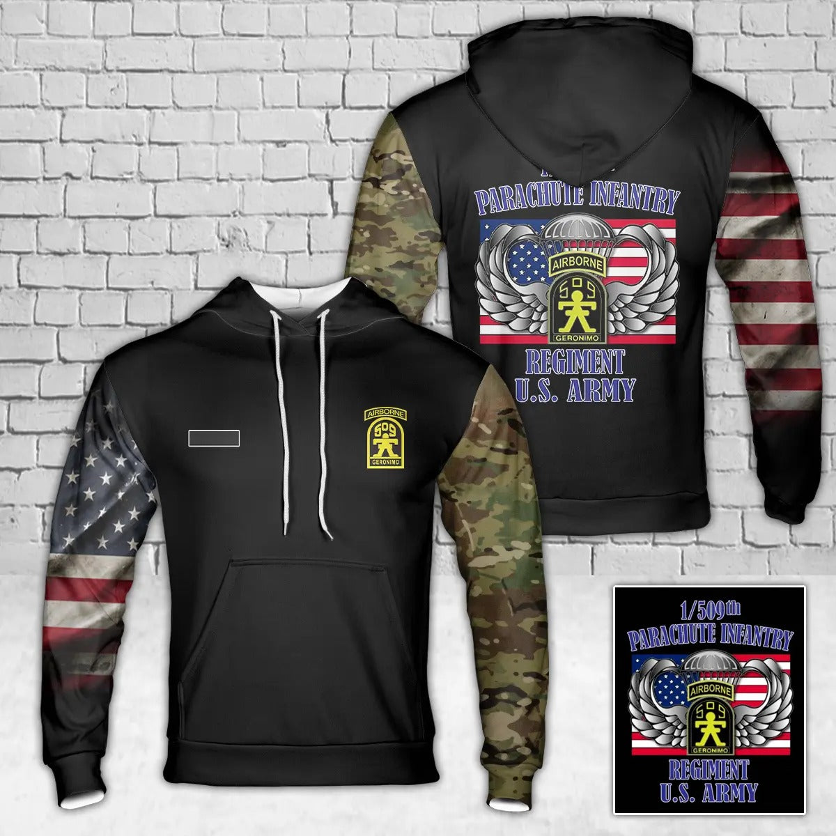 Custom Name US Army 1/509th Parachute Infantry Regiment Hoodie 3D
