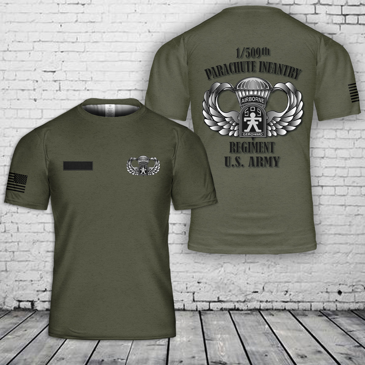 Custom Name US Army 1st/509th Parachute Infantry Regiment T-Shirt 3D