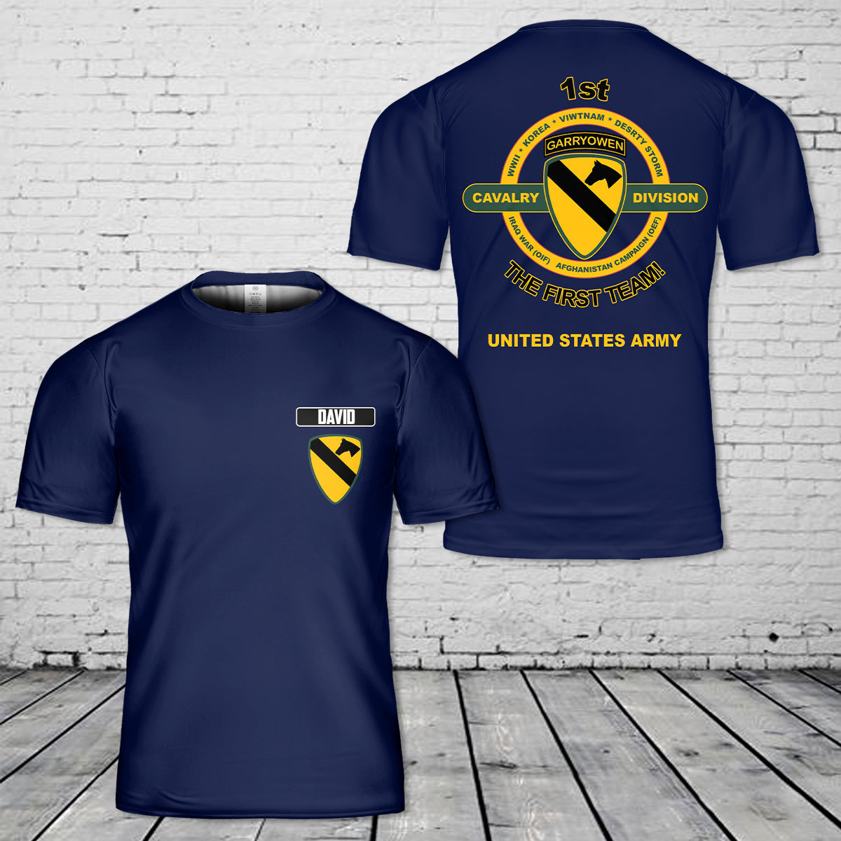 Custom Name US Army 1st Cavalry Division 3D T-Shirt