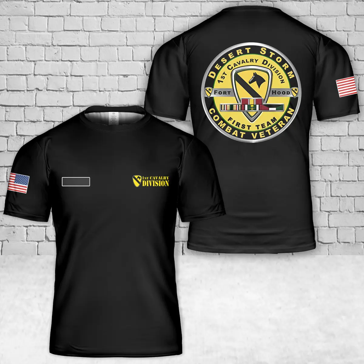 Custom Name US Army 1st Cavalry Division Desert Storm Veteran T-Shirt 3D