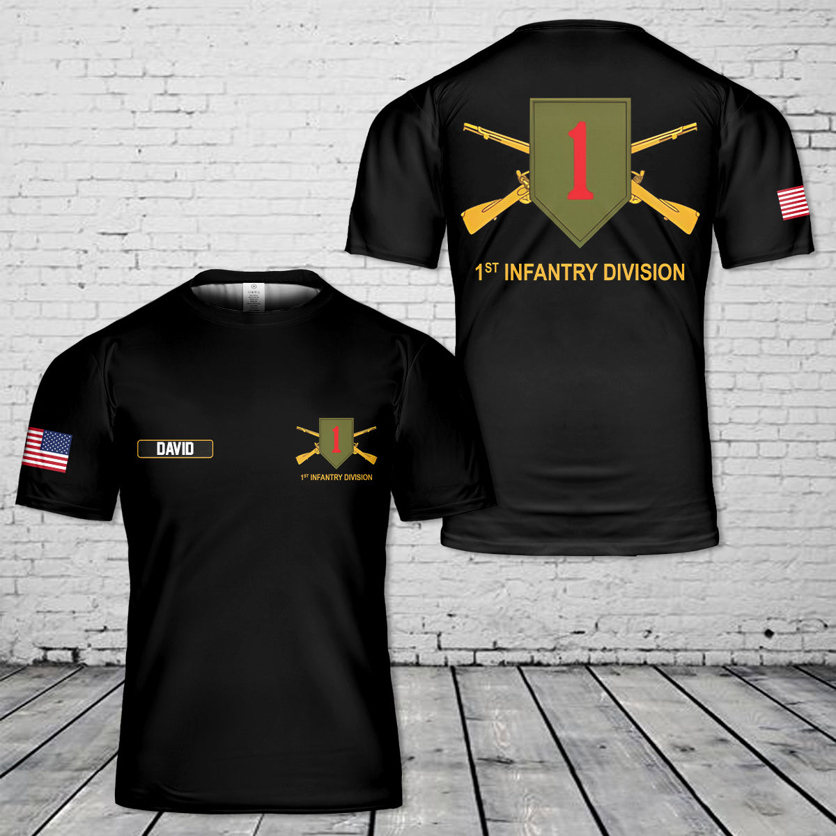 Custom Name US Army 1st Infantry Division The Big Red One 3D T-Shirt