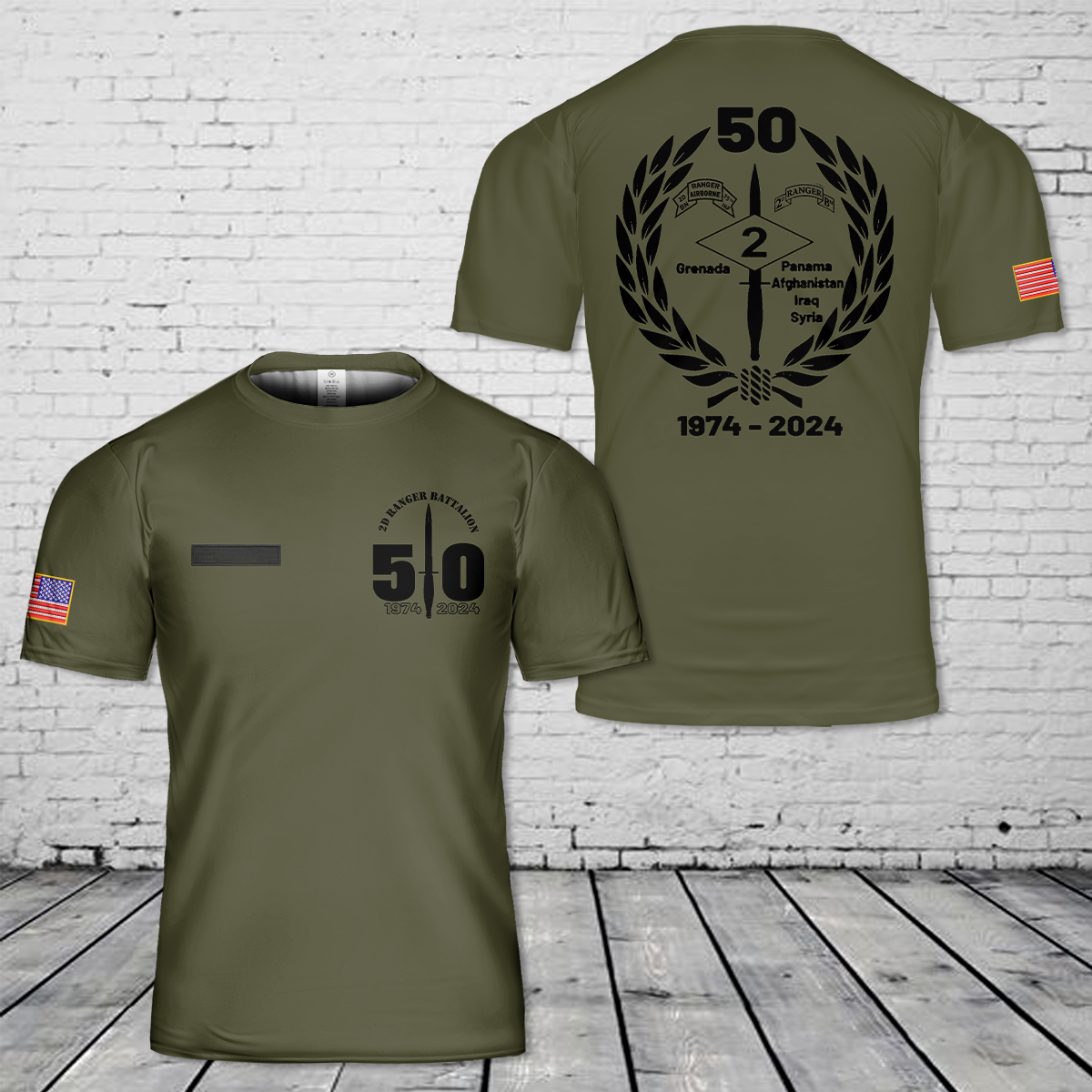 Custom Name US Army 1st Ranger Bn 50th Anniversary T-Shirt 3D