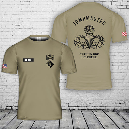 Custom Name US Army 20th Engineer Brigade Jumpmaster 3D T-Shirt