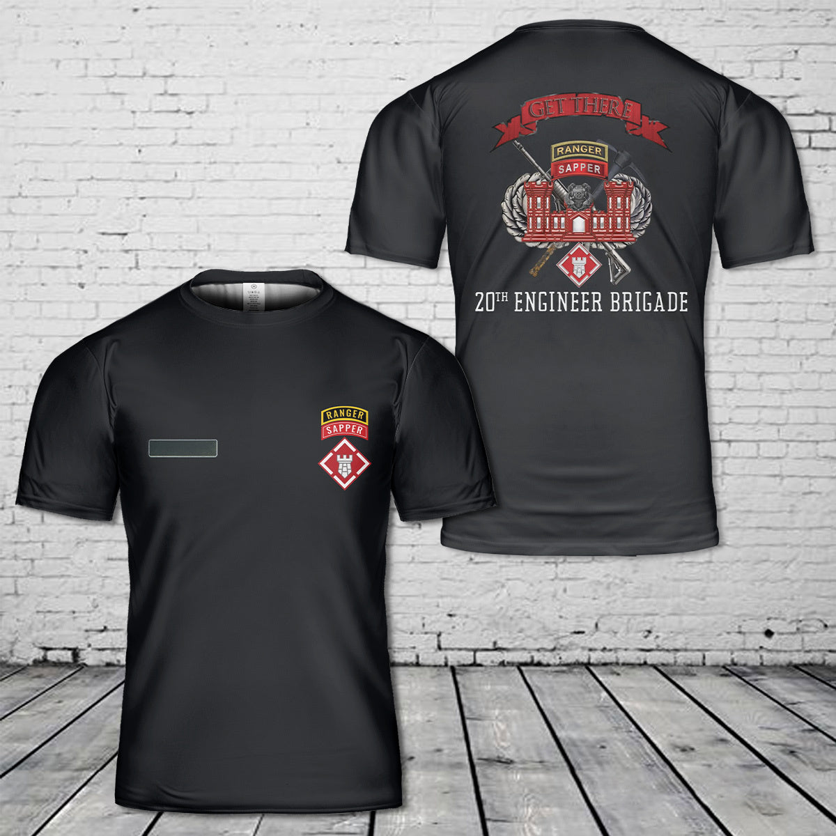 Custom Name US Army 20th Engineers Brigade T-Shirt 3D