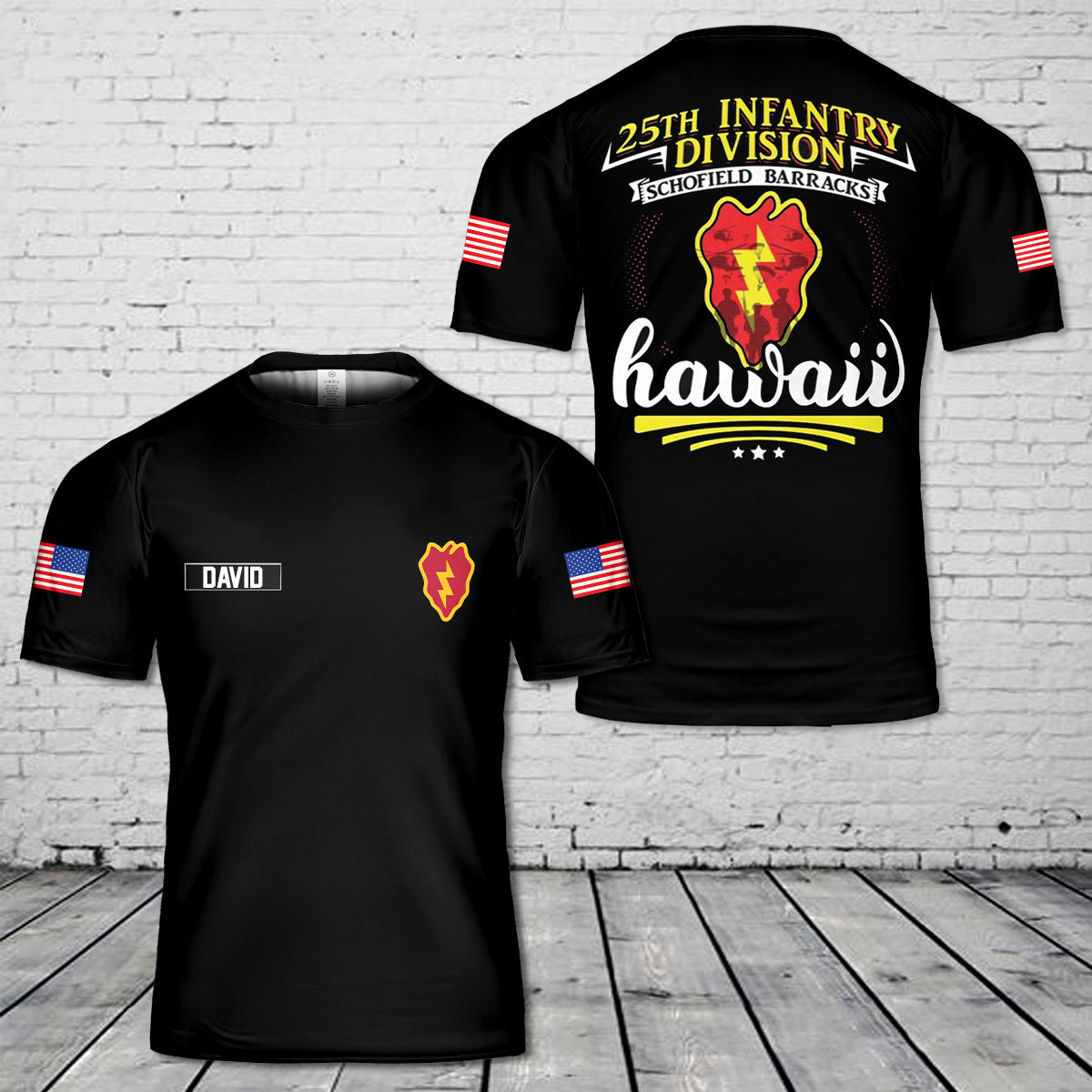 Custom Name US Army 25th Infantry Division Hawaii 3D T-Shirt