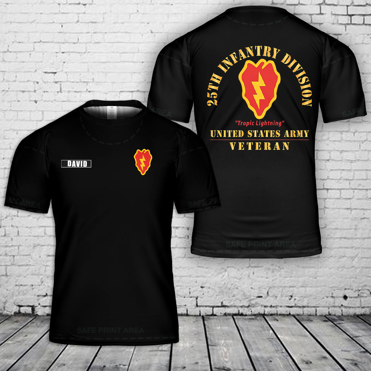 Custom Name US Army 25th Infantry Division Hawaii Veteran 3D T-Shirt