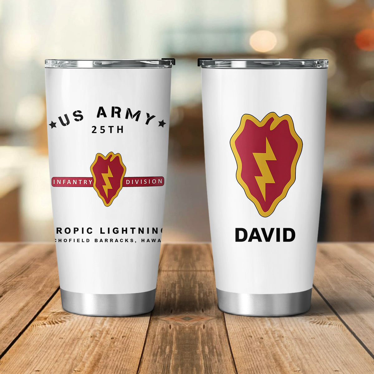 Custom Name US Army 25th Infantry Division Tumbler 20oz