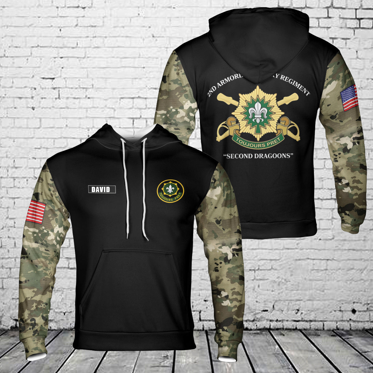 Custom Name US Army 2nd Cavalry Regiment 3D Hoodie