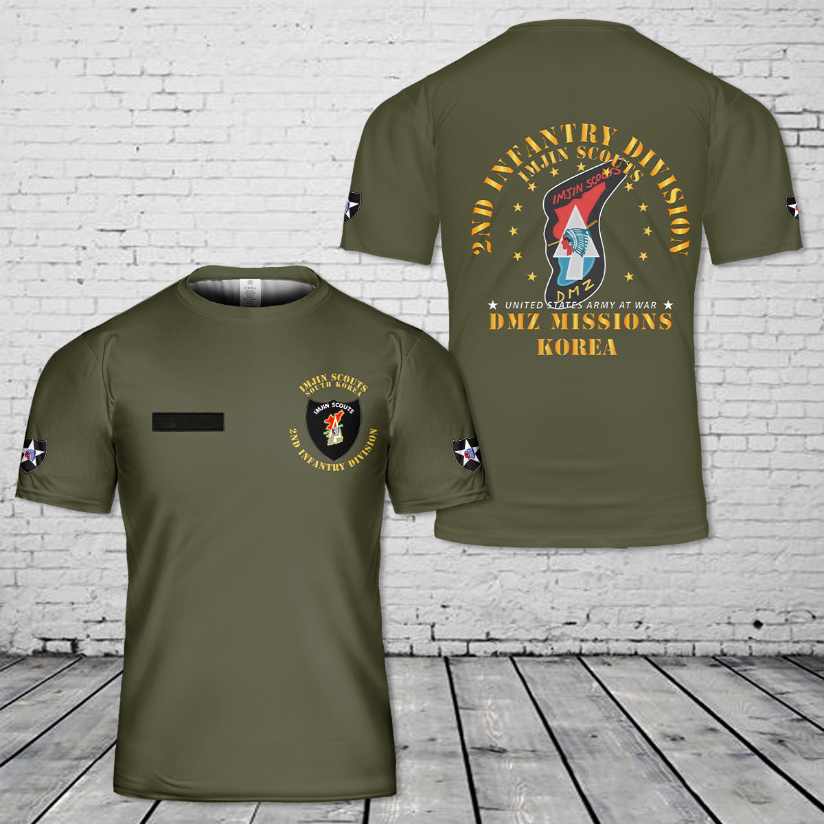 Custom Name US Army 2nd Infantry Division - ImJin Scout -DMZ Missions T-Shirt 3D