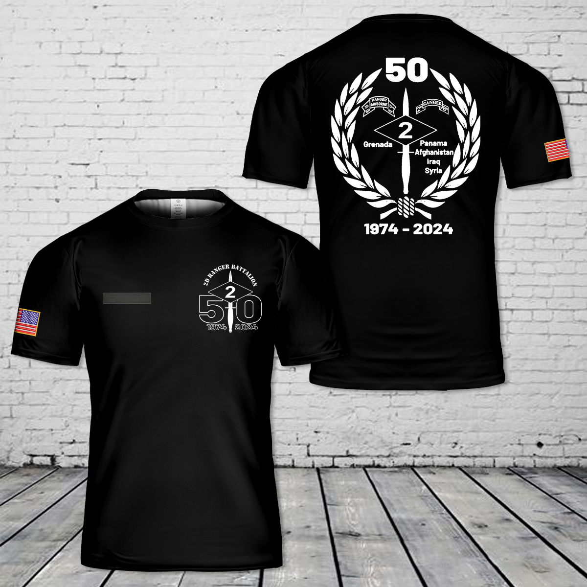 Custom Name US Army 2nd Ranger Battalion 50th Anniversary T-Shirt 3D