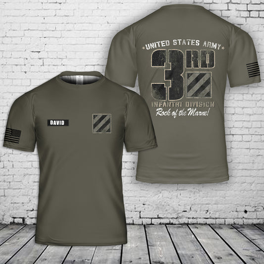 Custom Name US Army 3rd Infantry Division 3D T-Shirt