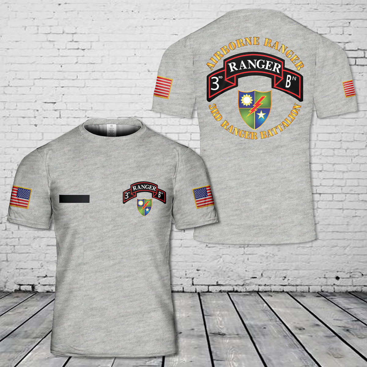 Custom Name US Army 3rd Ranger Battalion - Airborne Ranger T-Shirt 3D