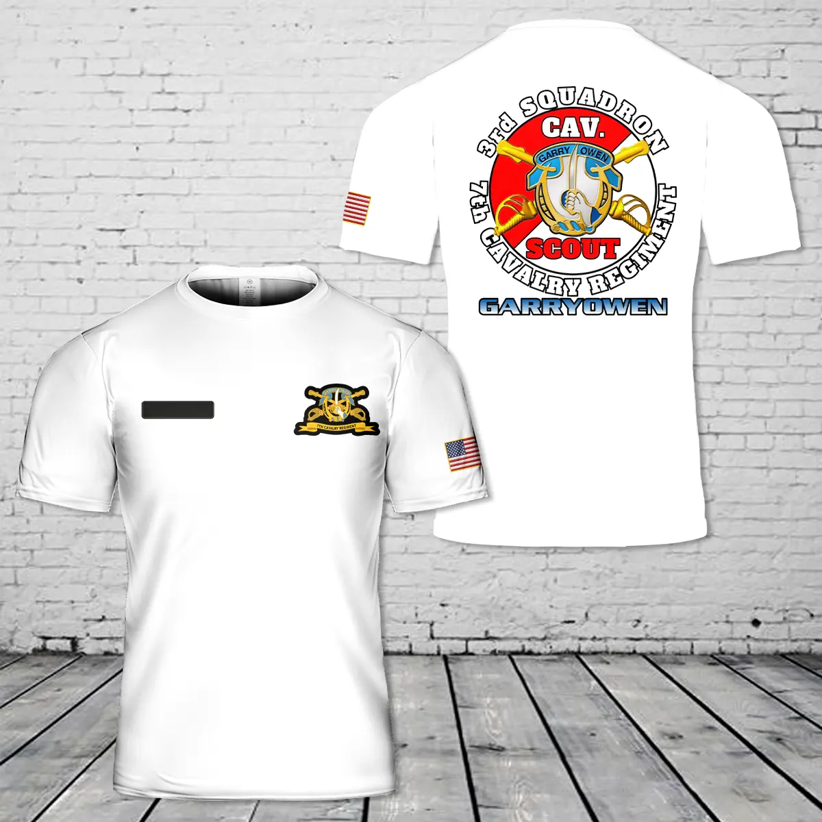 Custom Name US Army 3rd Squadron 7th Cavalry Regiment T-Shirt 3D