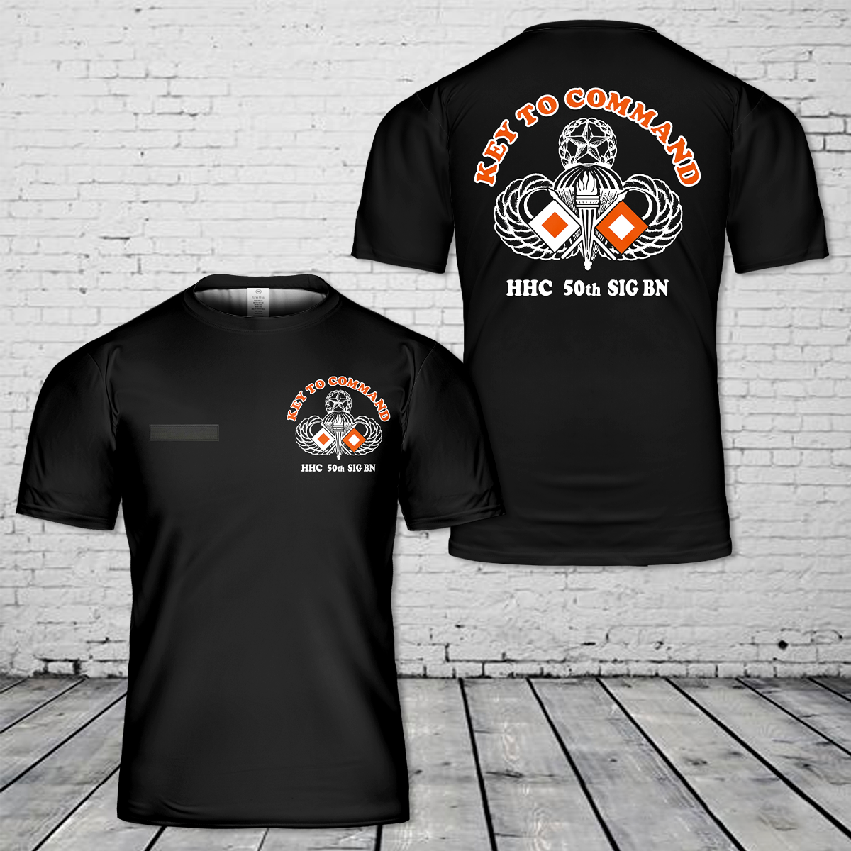 Custom Name US Army 50th Signal Battalion ABN, HHC PT / Company T-Shirt 3D