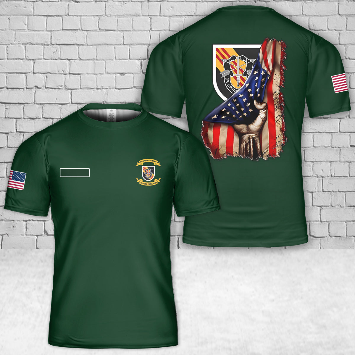Custom Name US Army 5th SFG(A) Special Forces Group Green Berets T-Shirt 3D
