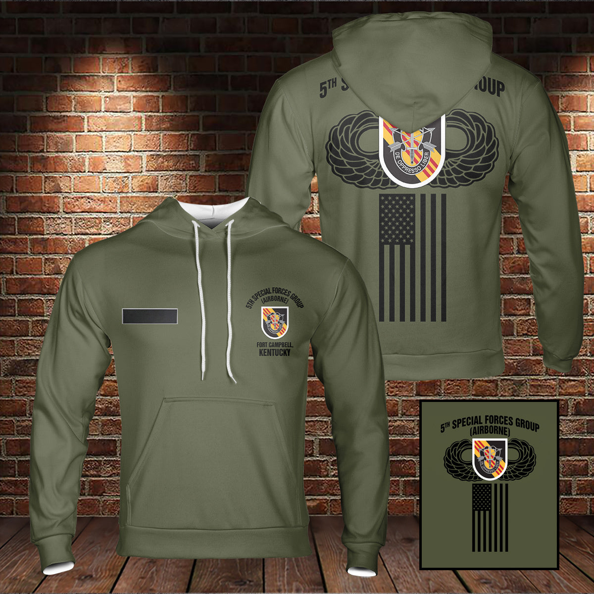 Custom Name US Army 5th Special Forces Group (United States) Airborne Badge Hoodie 3D