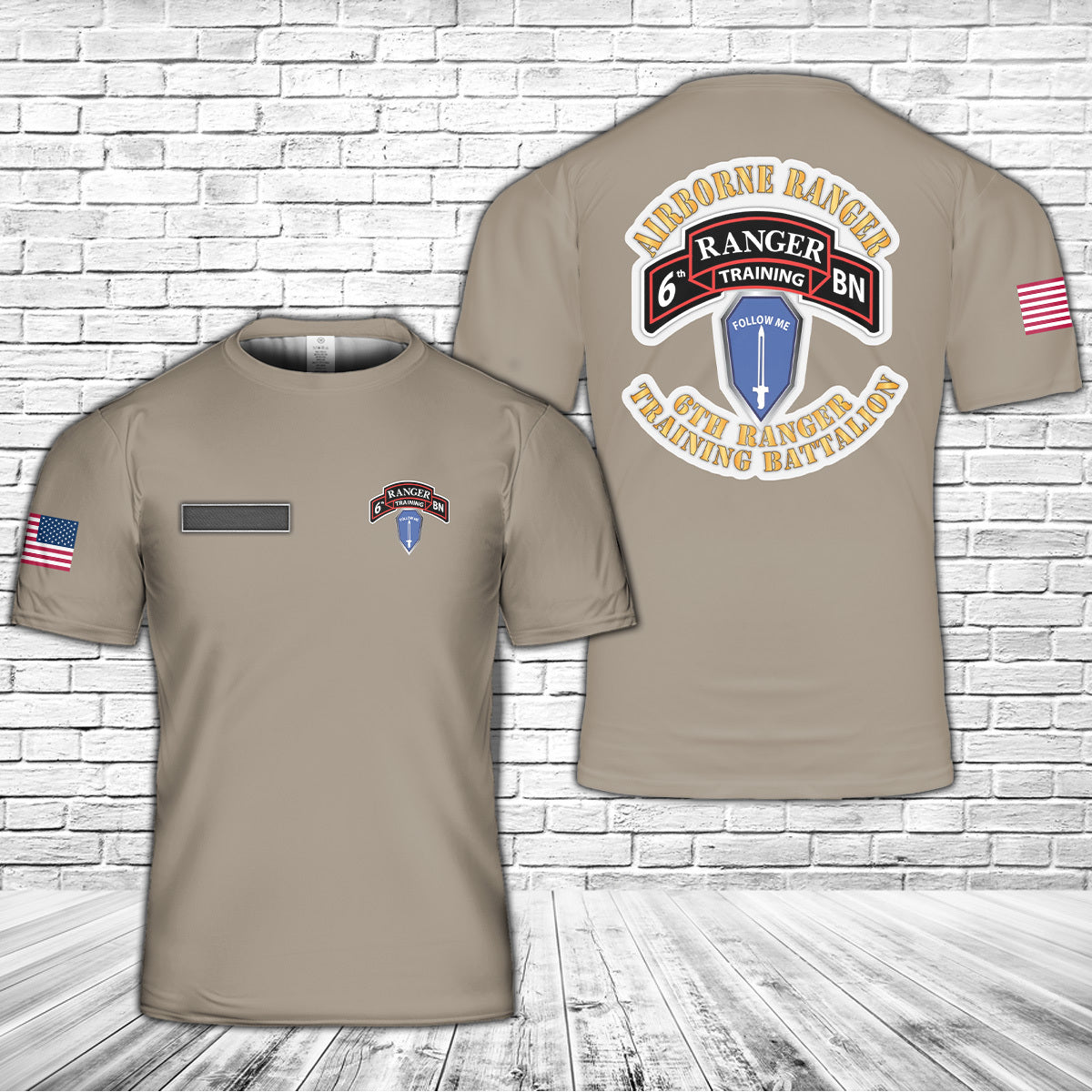 Custom Name US Army 6th Ranger Training Battalion - Airborne Ranger T-Shirt 3D