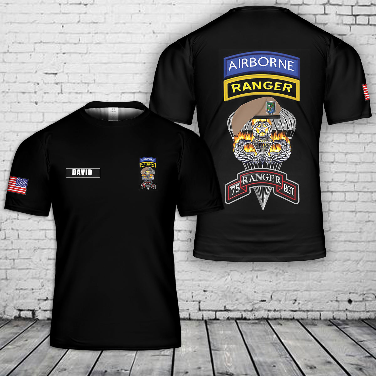 Custom Name US Army 75th Ranger Regiment Airborne Ranger 3D T-Shirt
