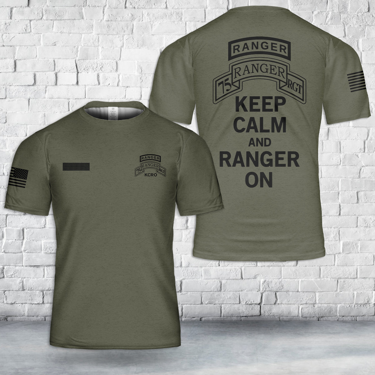 Custom Name US Army 75th Ranger Regiment Keep Calm and Ranger On T-Shirt 3D