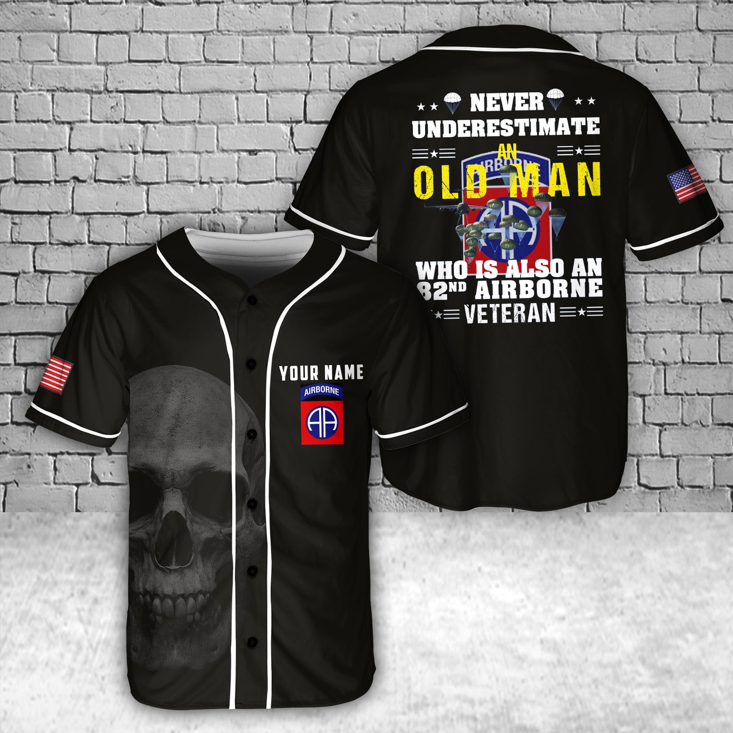 Custom Name US Army 82nd Airborne Baseball Jersey