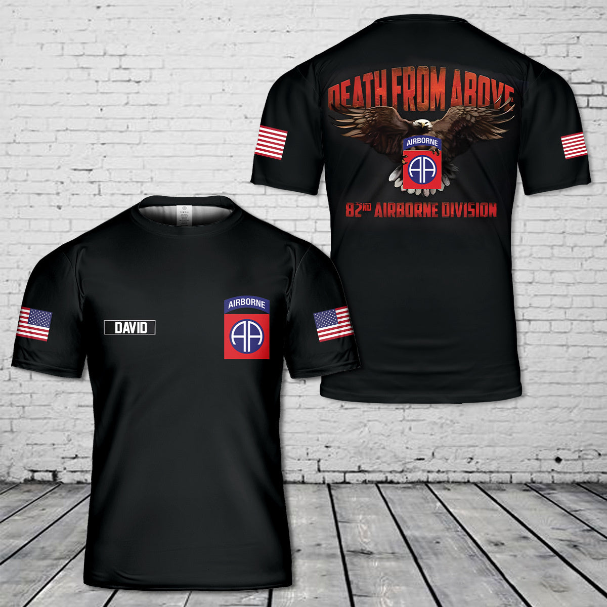 Custom Name US Army 82nd Airborne Death From Above 3D T-Shirt
