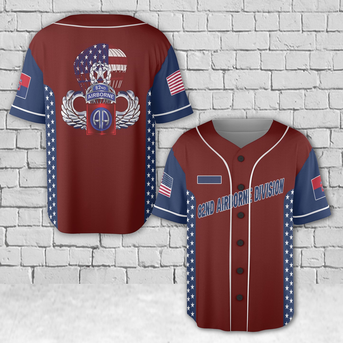 Custom Name US Army 82nd Airborne Division - America's Best 4th Of July Baseball Jersey