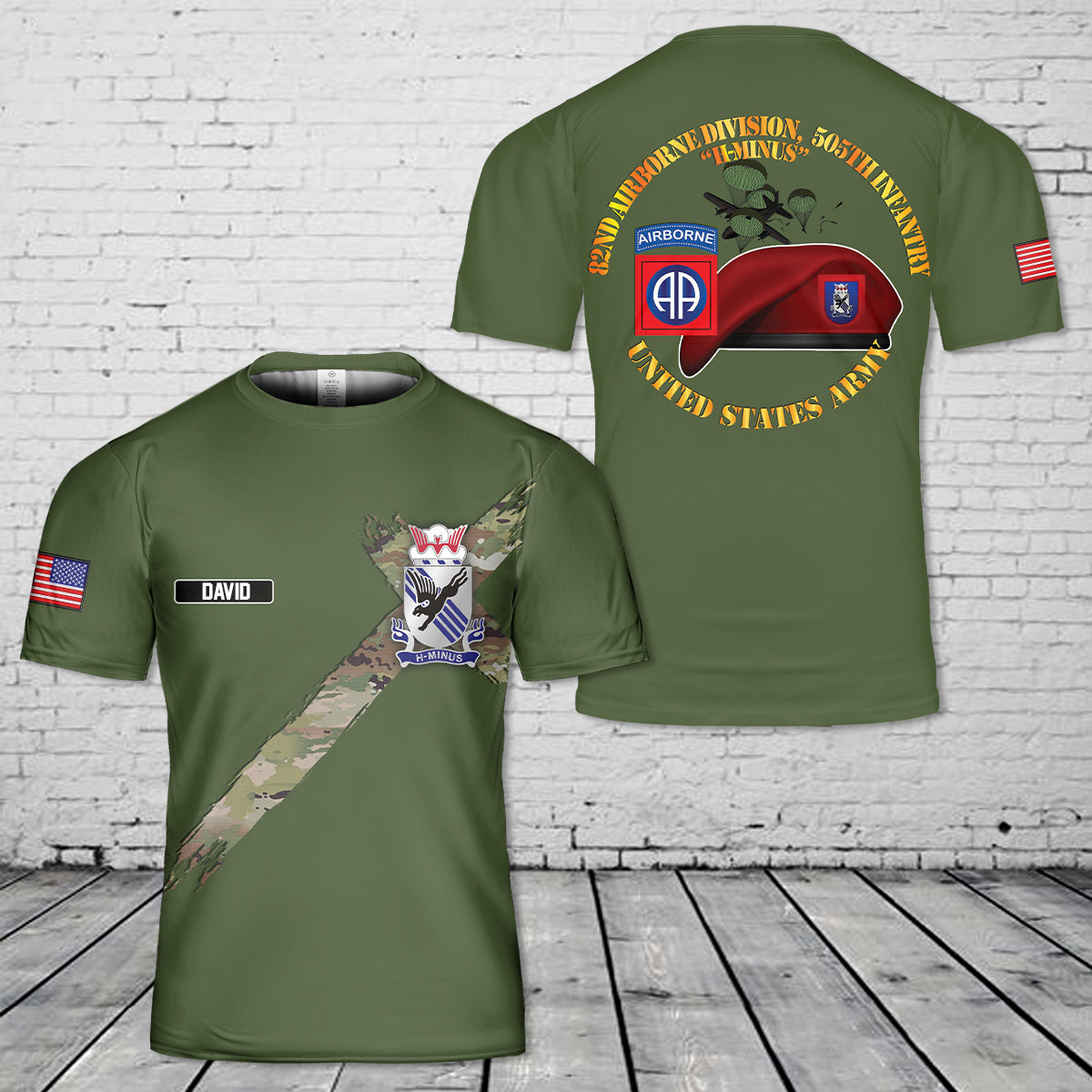 Custom Name US Army 82nd Airborne Division 505th Parachute Infantry Regiment T-Shirt 3D