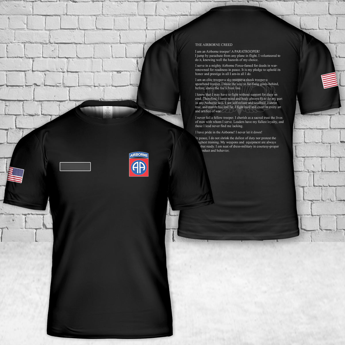 Custom Name US Army 82nd Airborne Division Creed T-Shirt 3D