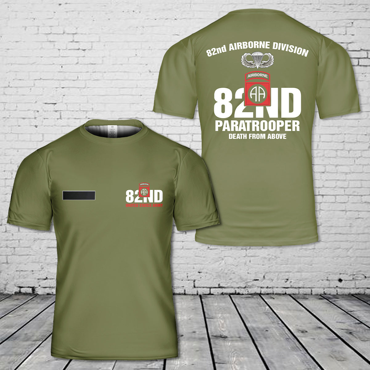 Custom Name US Army 82nd Airborne Division Paratrooper All American Death From Above T-Shirt 3D
